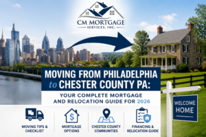 Moving from Philadelphia to Chester County PA mortgage guide 2026 CM Mortgage Services