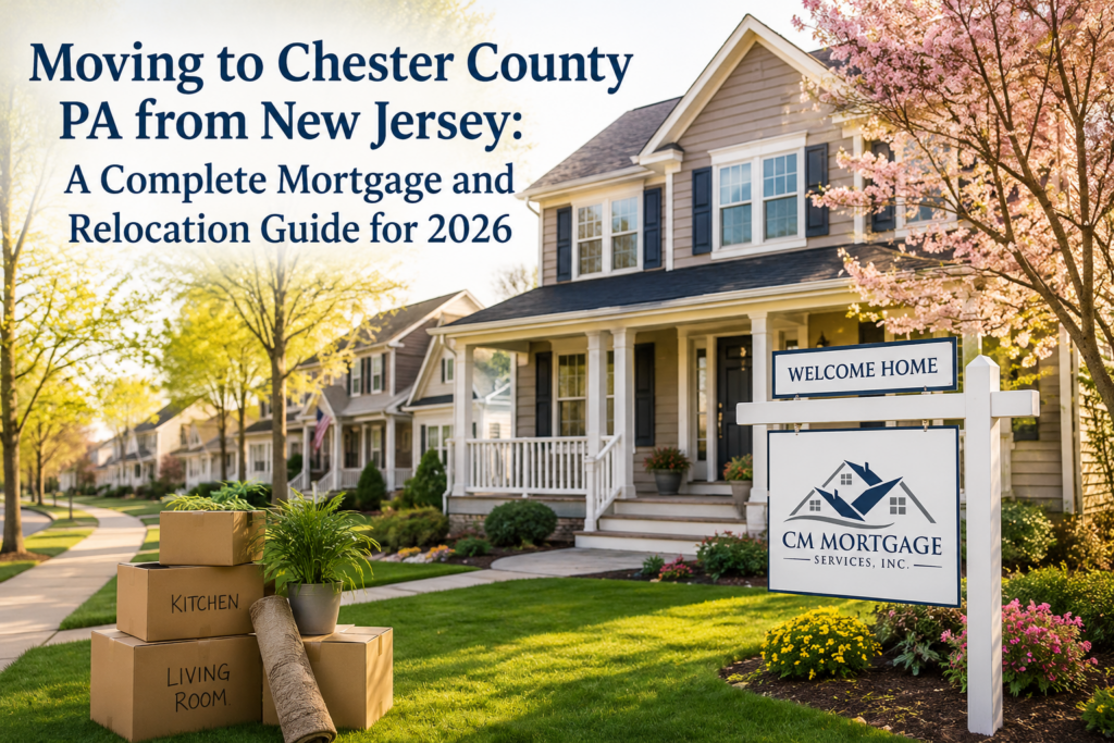 Moving to Chester County PA from New Jersey mortgage guide 2026 CM Mortgage Services