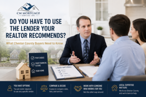 Do I have to use the lender my realtor recommends Chester County PA CM Mortgage Services